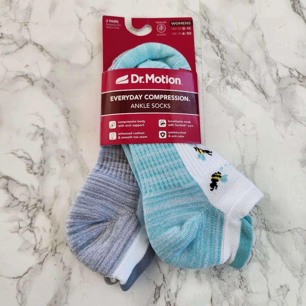 Dr. Motion Ankle Socks 6 Pairs Compression Socks Size Socks 9–11 Shoe 4-10
